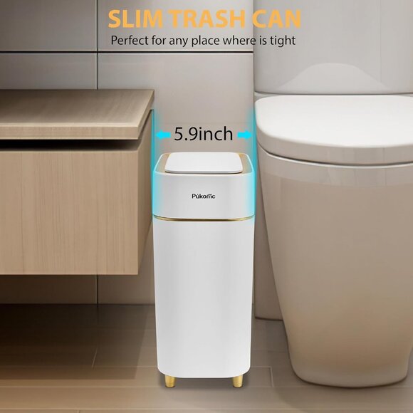 Pukomc Automatic Small Sensor Trash Can with Touchless Lid, 2.3 Gallon - Picture 4 of 8